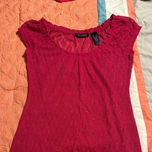 Axcess Deep Red Lace Blouse
